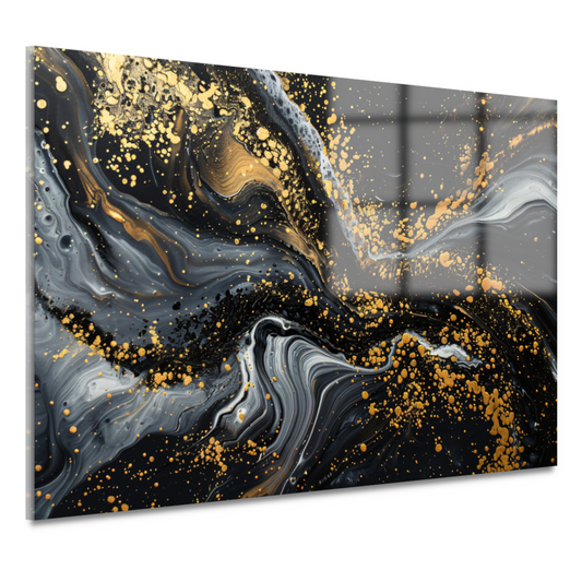Dynamisch Golvend Abstract Goud en Zwart acrylglas