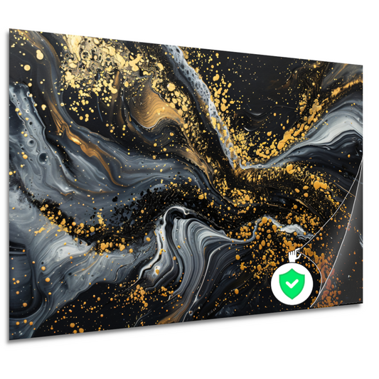 Dynamisch Golvend Abstract Goud en Zwart poster