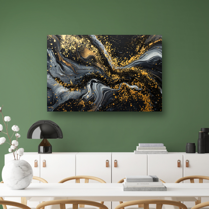 Dynamisch Golvend Abstract Goud en Zwart poster