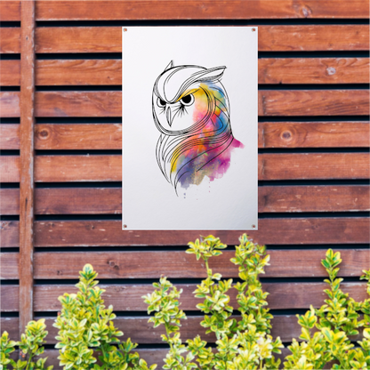 Abstracte Kleurrijke Uil in Lijnkunst tuinposter