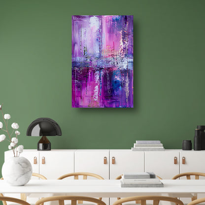 Abstracte kleurrijke compositie in paarse tinten acrylglas