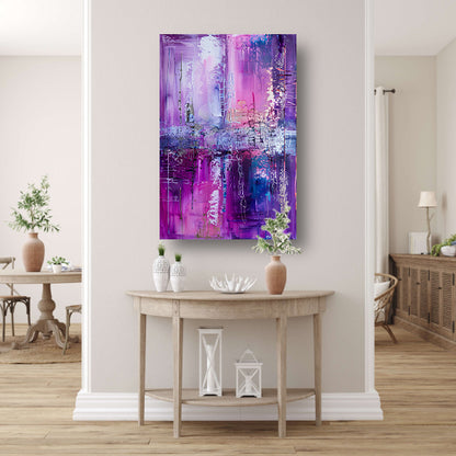 Abstracte kleurrijke compositie in paarse tinten acrylglas