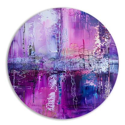 Abstracte kleurrijke compositie in paarse tinten forex muurcirkel