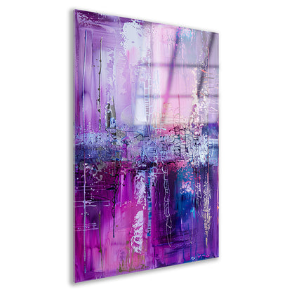 Abstracte kleurrijke compositie in paarse tinten acrylglas