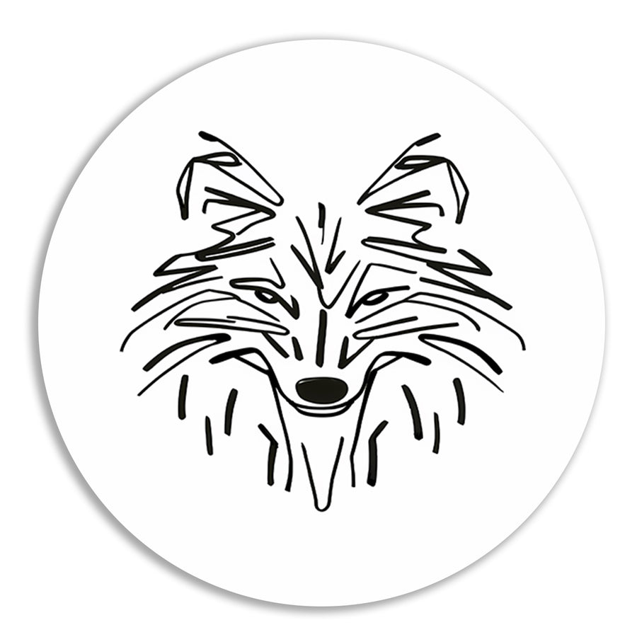Abstracte Zwart-Witte Vos Lijntekening forex muurcirkel