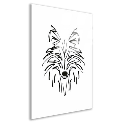 Abstracte Zwart-Witte Vos Lijntekening acrylglas