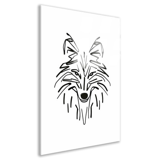 Abstracte Zwart-Witte Vos Lijntekening acrylglas