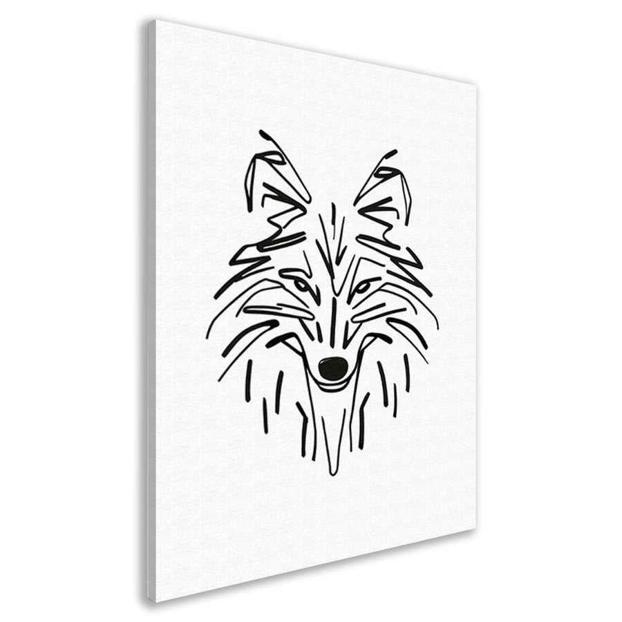 Abstracte Zwart-Witte Vos Lijntekening canvas