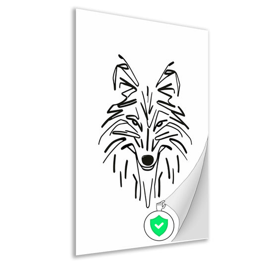 Abstracte Zwart-Witte Vos Lijntekening poster