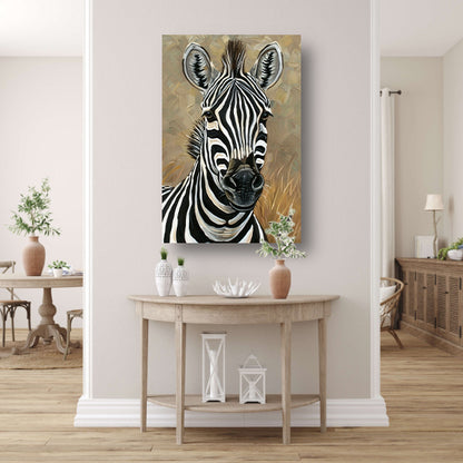 Gedetailleerd zebra schilderij in zwart-wit poster