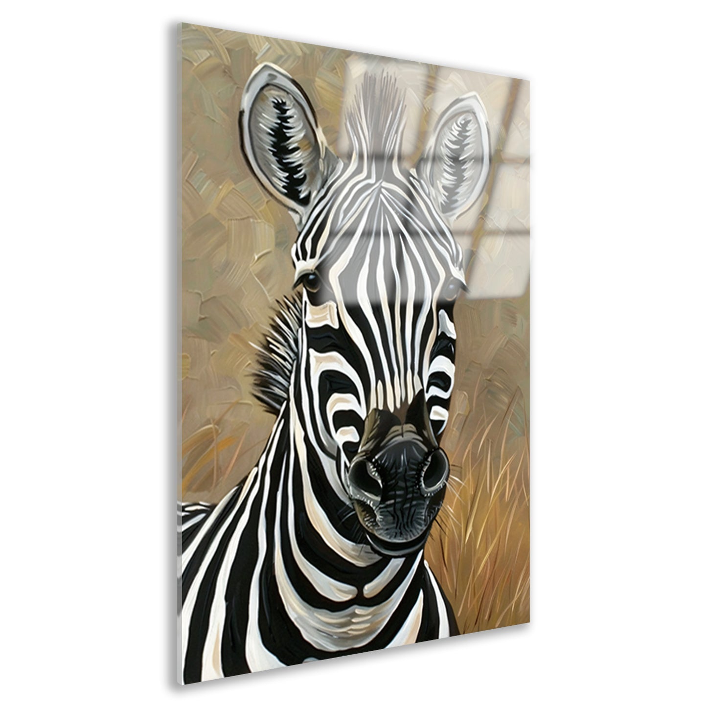 Gedetailleerd zebra schilderij in zwart-wit acrylglas