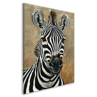 Gedetailleerd zebra schilderij in zwart-wit canvas