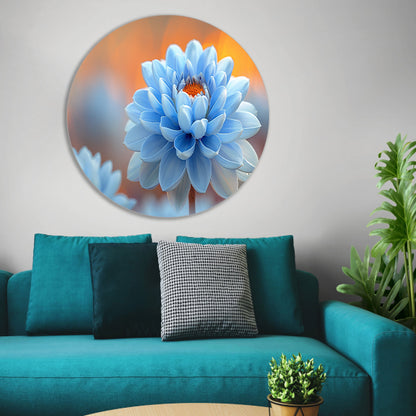 Impressionistische blauwe bloem forex muurcirkel