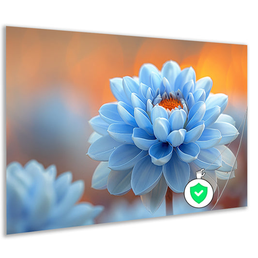 Impressionistische blauwe bloem poster
