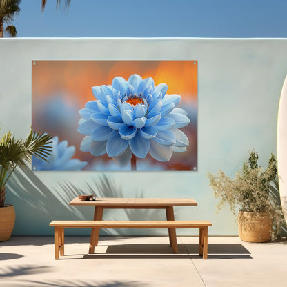 Impressionistische blauwe bloem tuinposter