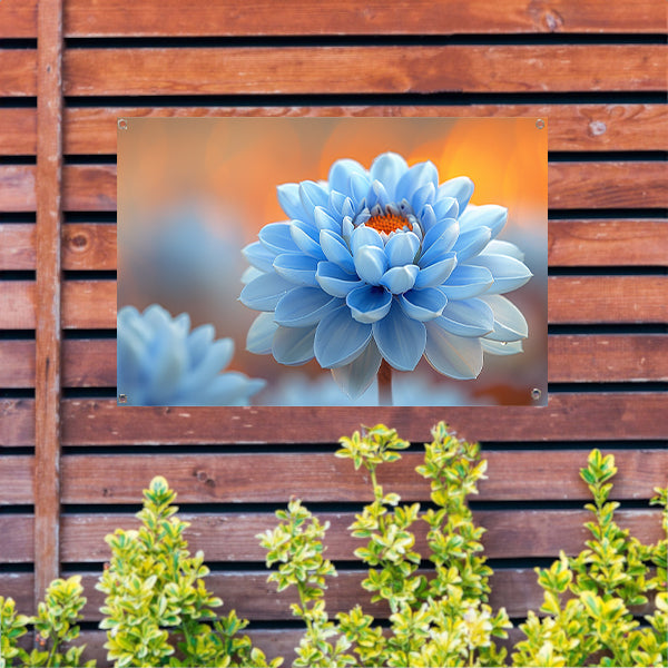 Impressionistische blauwe bloem tuinposter