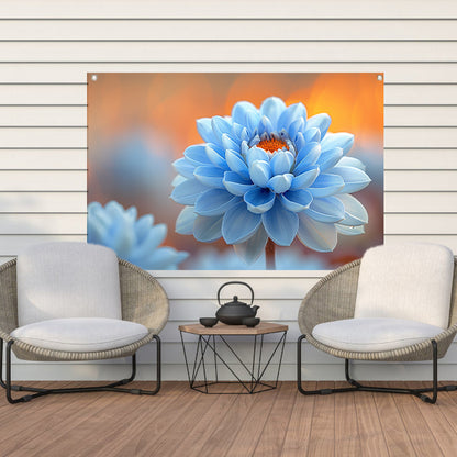 Impressionistische blauwe bloem tuinposter