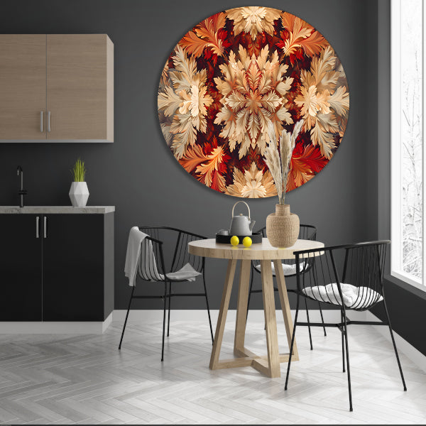 Kaleidoscopische Bloemenpracht aluminium muurcirkel