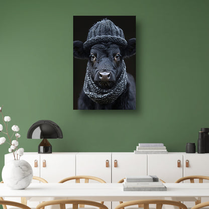 Kalf met muts en sjaal canvas met baklijst