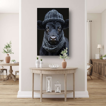Kalf met muts en sjaal canvas met baklijst
