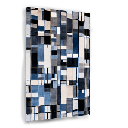 Gelaagdheid in Blauw en Grijs canvas