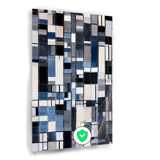 Gelaagdheid in Blauw en Grijs poster