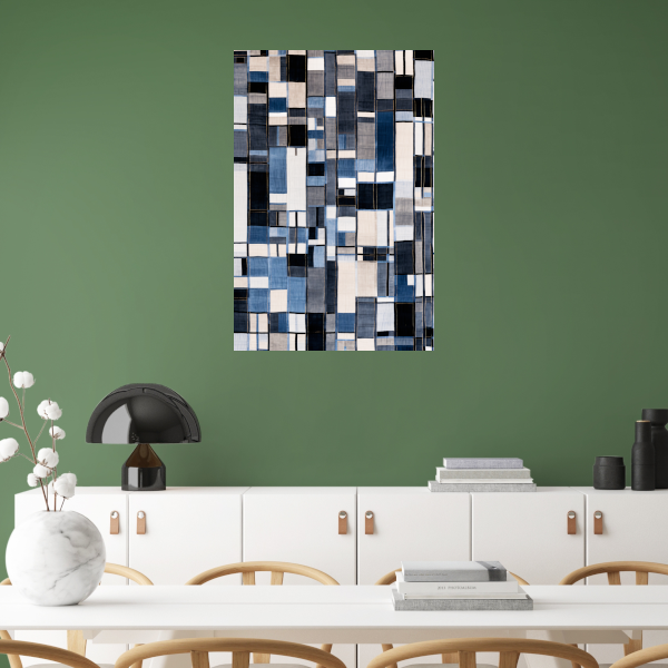 Gelaagdheid in Blauw en Grijs poster