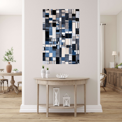 Gelaagdheid in Blauw en Grijs poster