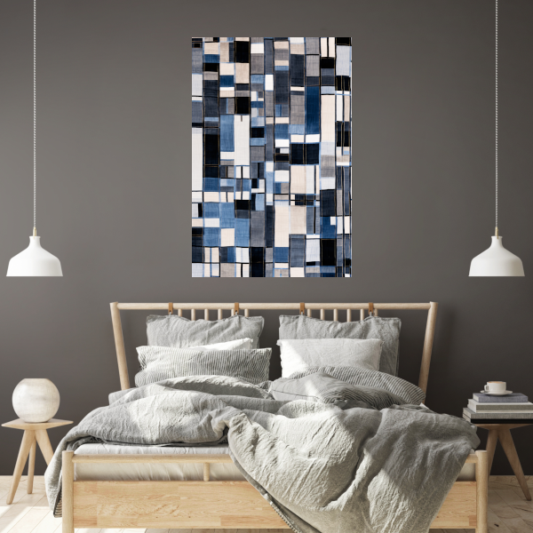 Gelaagdheid in Blauw en Grijs poster