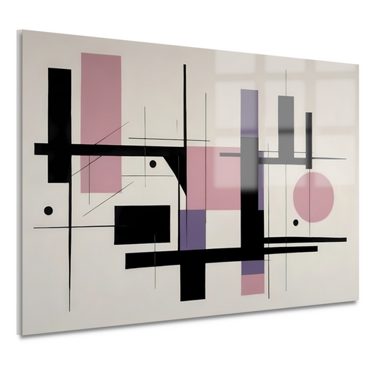 Minimalistische Abstractie in Zwart en Pastel acrylglas