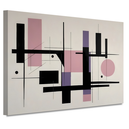 Minimalistische Abstractie in Zwart en Pastel canvas