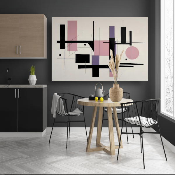 Minimalistische Abstractie in Zwart en Pastel poster