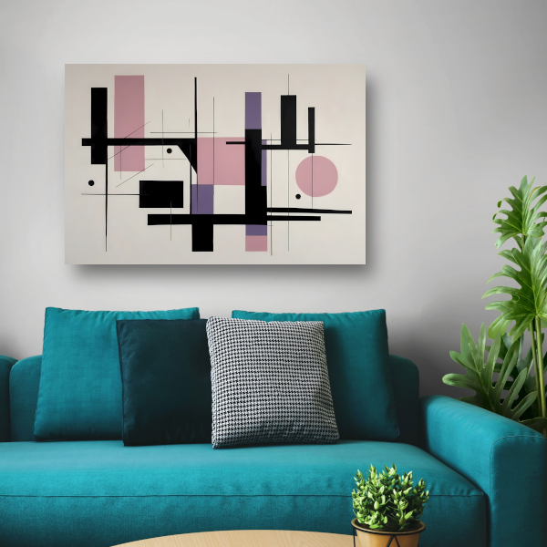 Minimalistische Abstractie in Zwart en Pastel poster