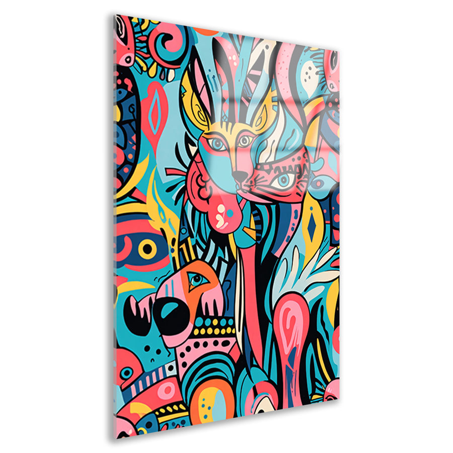 Abstracte dieren in kleurrijke patronen acrylglas