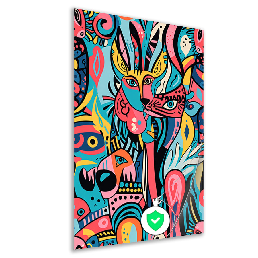 Abstracte dieren in kleurrijke patronen poster