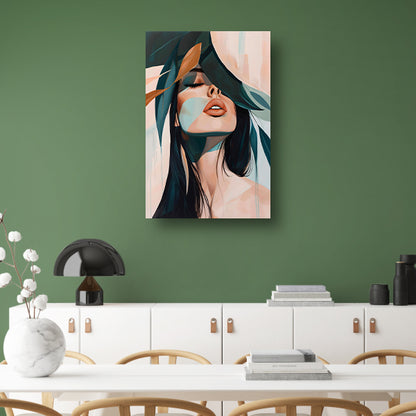 Modern portret van elegante vrouw met bladeren acrylglas