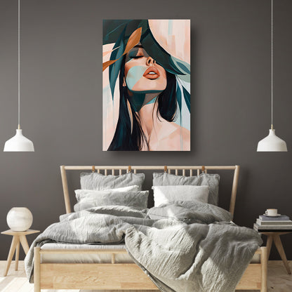 Modern portret van elegante vrouw met bladeren acrylglas