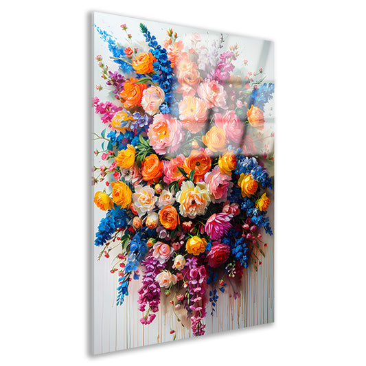 Kleurrijke bloemenpracht in impressionistische stijl acrylglas