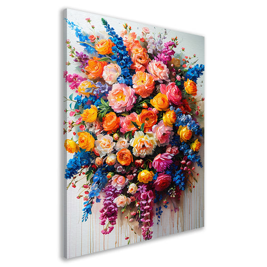 Kleurrijke bloemenpracht in impressionistische stijl canvas