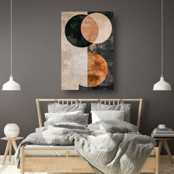 Sepia abstracte cirkels en lijnenspel poster