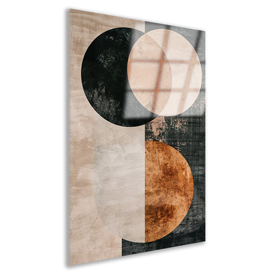 Sepia abstracte cirkels en lijnenspel acrylglas