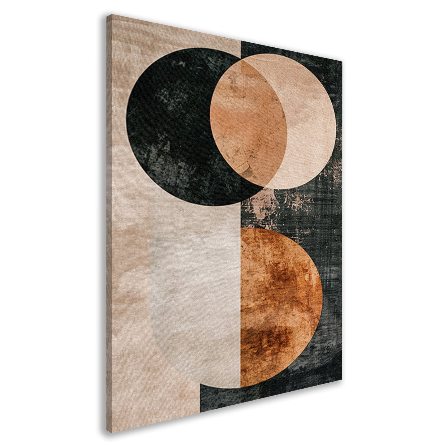 Sepia abstracte cirkels en lijnenspel canvas