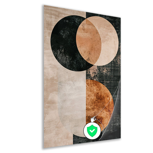 Sepia abstracte cirkels en lijnenspel poster