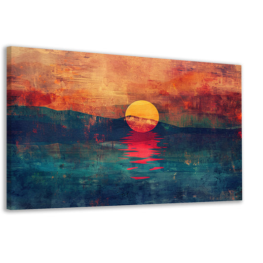 Abstracte kleurrijke zonsondergang over water canvas