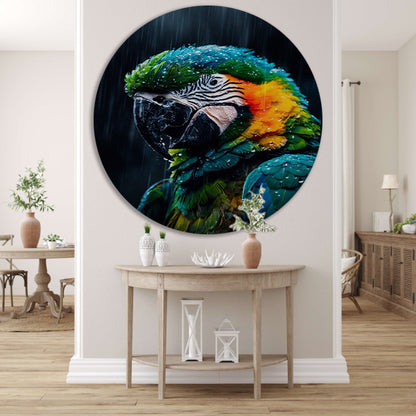 Papegaai in kleurrijke vorm aluminium muurcirkel