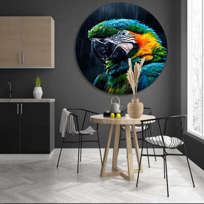 Papegaai in kleurrijke vorm aluminium muurcirkel
