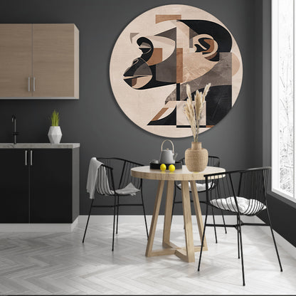 Abstracte Kubistische Aap in Sepiatonen forex muurcirkel