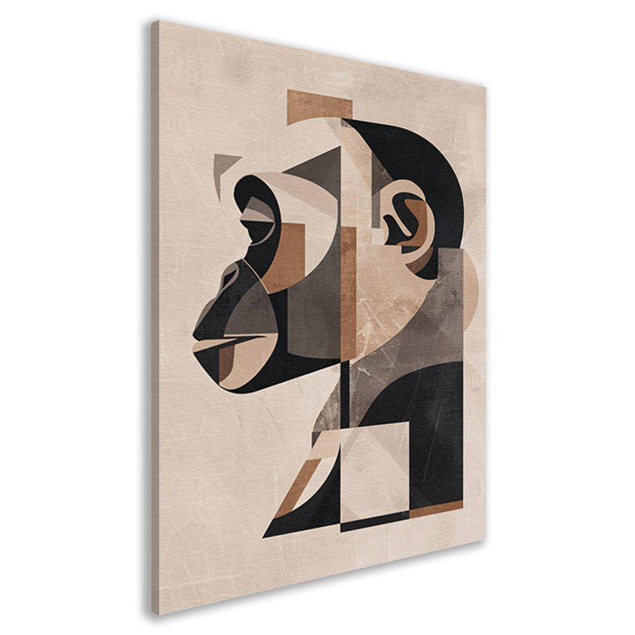 Abstracte Kubistische Aap in Sepiatonen canvas