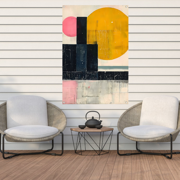 Geometrisch Abstract Kunstwerk met Vormen en Kleuren tuinposter