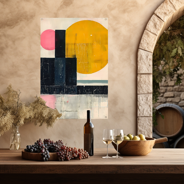 Geometrisch Abstract Kunstwerk met Vormen en Kleuren tuinposter